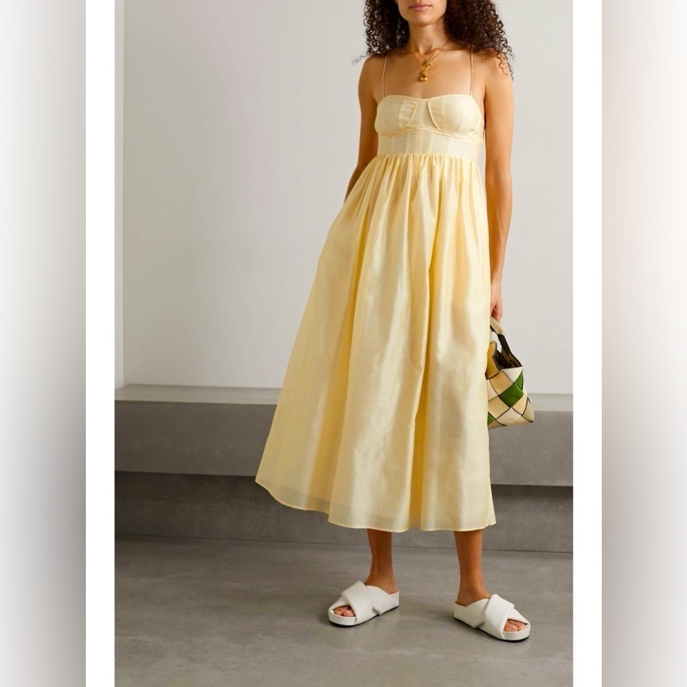 Ulla Johnson Ivory Mariza Cotton Silk blend Organza Midi dress 12